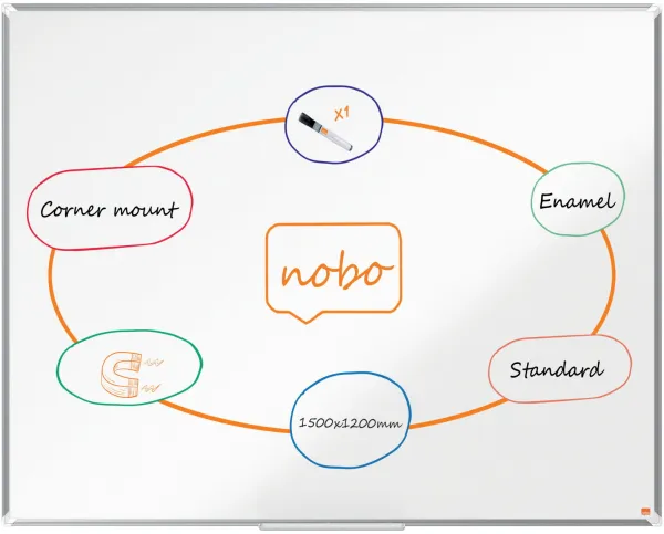 Nobo Premium Plus emaljeret whiteboard 150x120cm hvid